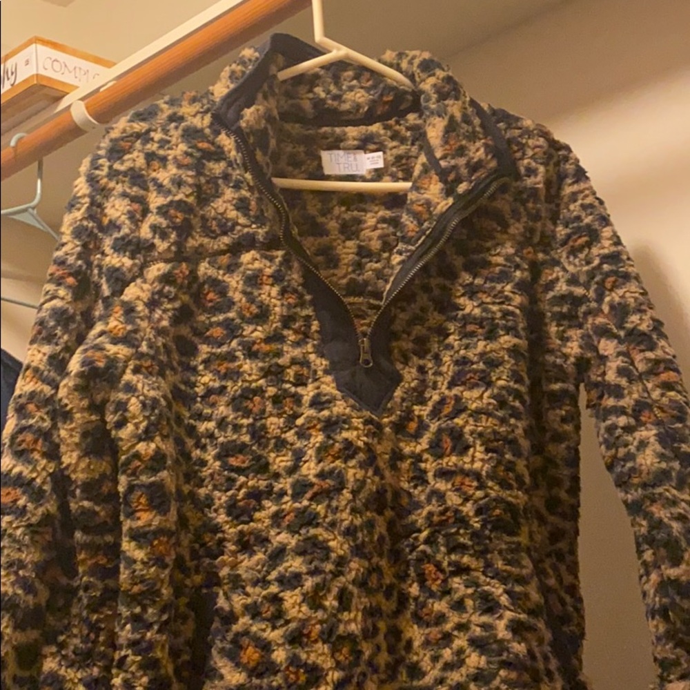 Cheetah print half zip